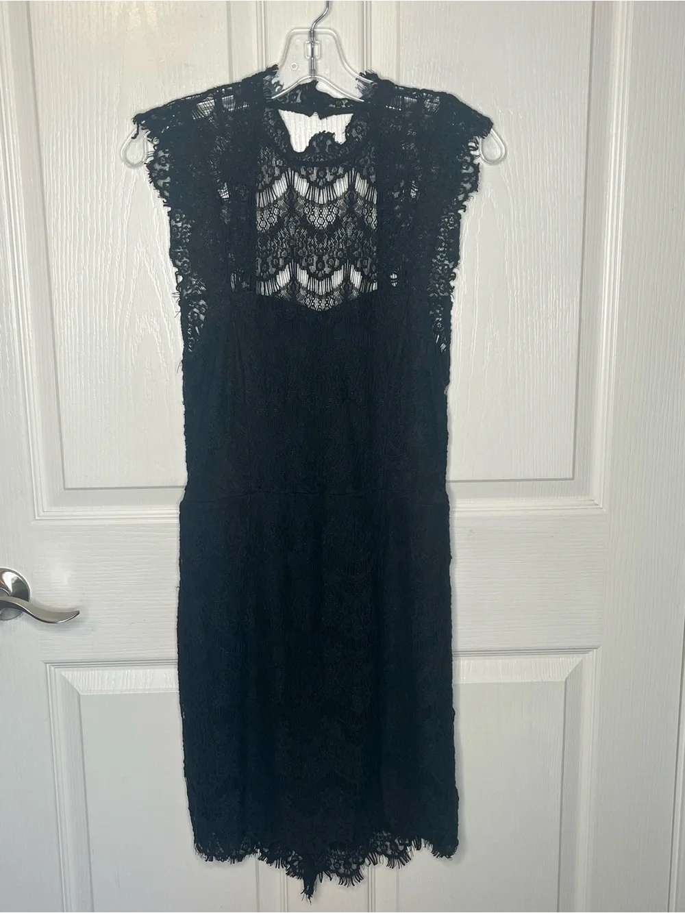 Free People Daydream Elegant Black Lace Mini Dress Sleeveless High Neck Sz M - Picture 13 of 13